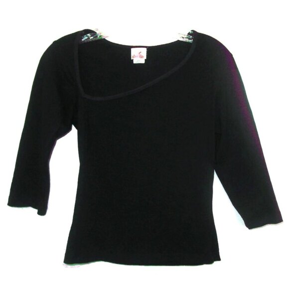 sexy shirt y2k vintage asymmetric black top size extra small xs - Picture 2 of 3